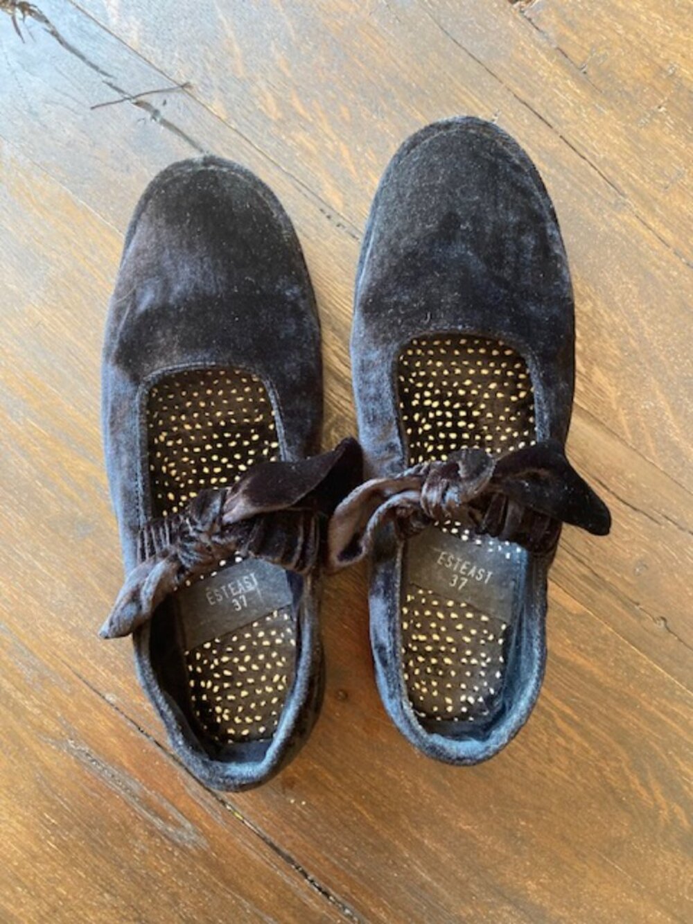 ESTEAST Black Velvet flat shoes 37